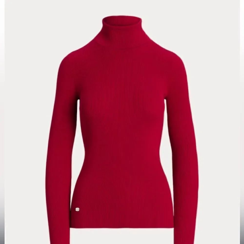 Ralph Lauren black label red fitted ribbed turtleneck L